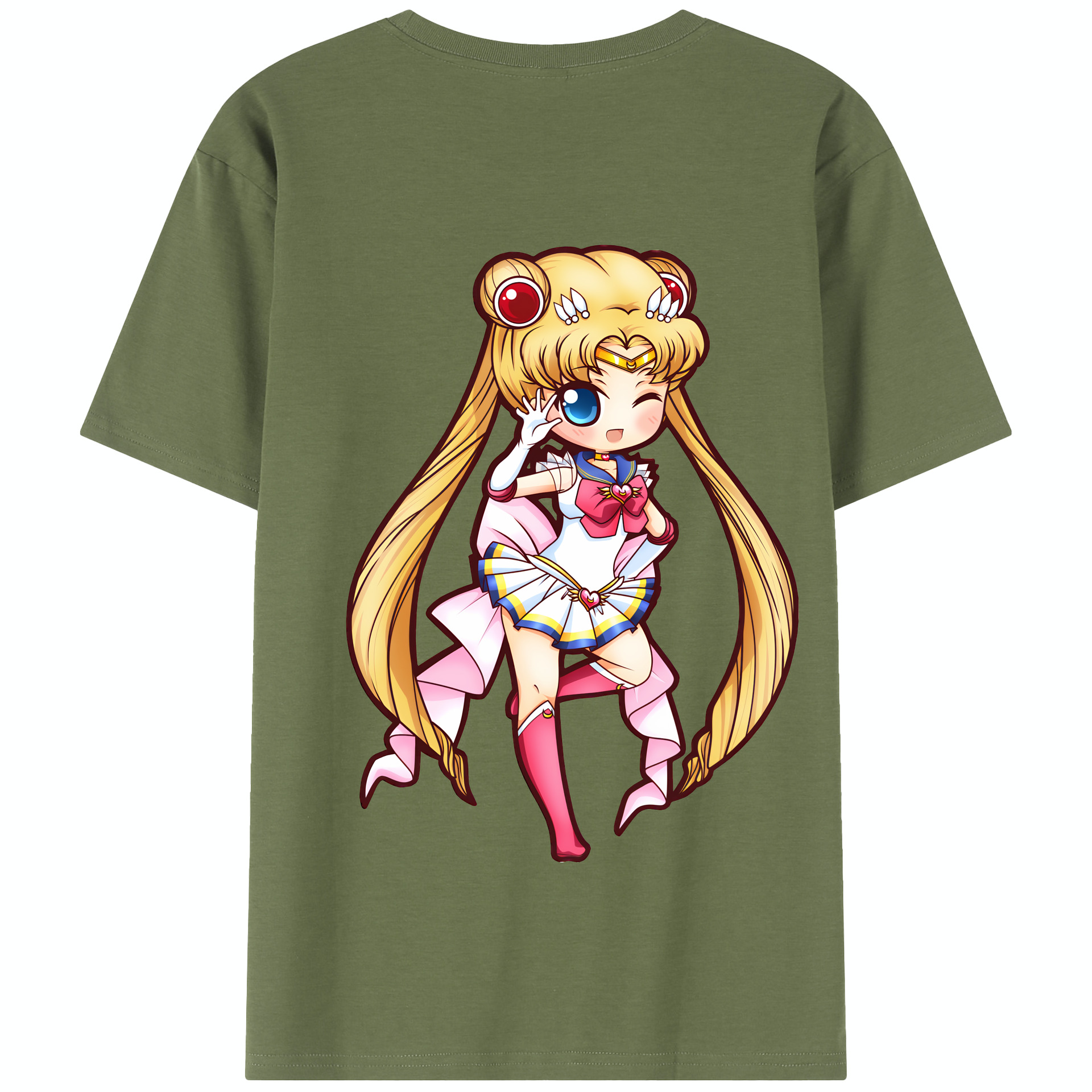 （画像用） 美少女戦士セーラームーン 月野 うさぎ つきの うさぎ Sailor Moon Tsukino Usagi 綿100％半袖Tシャツ（背面プリント）